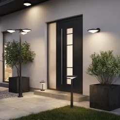 GoodHome Plafonnier Extérieur<Plafonnier Ortano LED intégrée 1100lm 20W IP44 noir