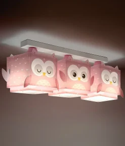Sale Dalber Plafonnier Pour Enfant 3 Lumières Little Pink Owl Petite Chouette Rose
