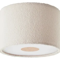 Best Brilliant Plafonnier rond tissu bouclette Teddy blanc Ø35cm IP20 E27 20W
