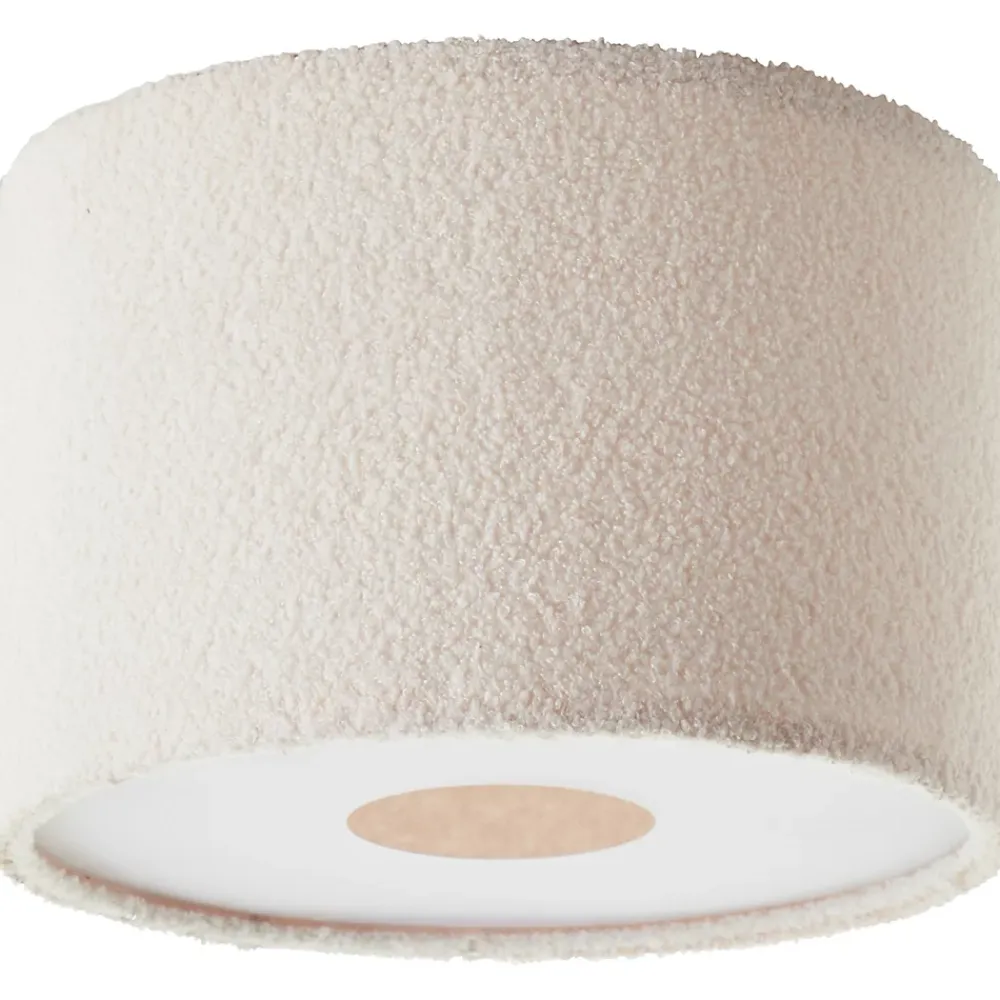 Best Brilliant Plafonnier rond tissu bouclette Teddy blanc Ø35cm IP20 E27 20W