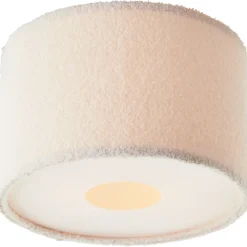 Best Brilliant Plafonnier rond tissu bouclette Teddy blanc Ø35cm IP20 E27 20W