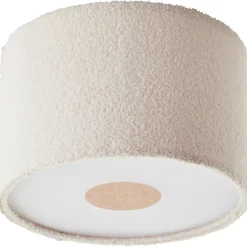 Best Brilliant Plafonnier rond tissu bouclette Teddy blanc Ø35cm IP20 E27 20W