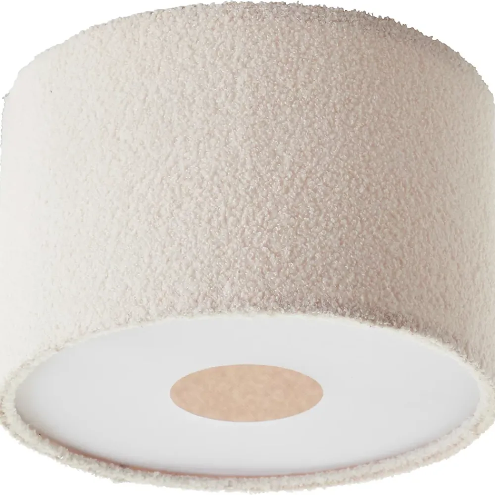 Best Brilliant Plafonnier rond tissu bouclette Teddy blanc Ø35cm IP20 E27 20W