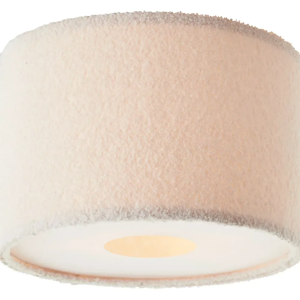 Best Brilliant Plafonnier rond tissu bouclette Teddy blanc Ø35cm IP20 E27 20W