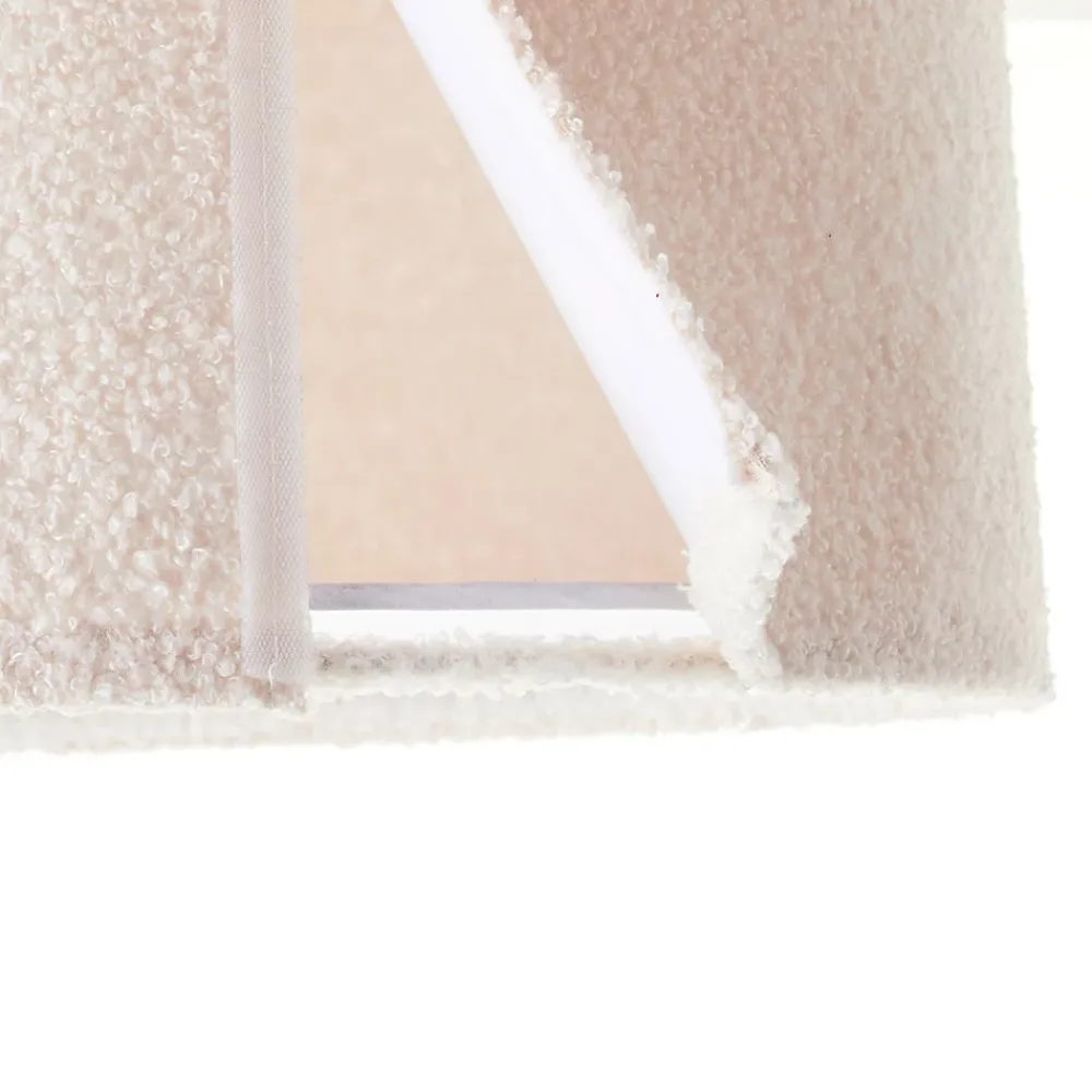 Best Brilliant Plafonnier rond tissu bouclette Teddy blanc Ø35cm IP20 E27 20W