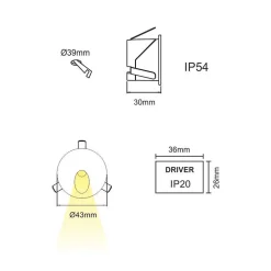 Beneito & Faure Spot Encastrable<Polo - Spot LED encastrable pour marches - 2 W, lumière naturelle 4000K, 65 - Spot encastrable rond noir