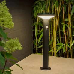 Sale GoodHome Potelet extérieur solaire LED intégrée Cowhorn noir 650 lm IP44
