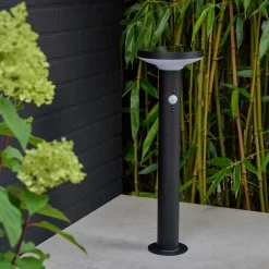 Sale GoodHome Potelet extérieur solaire LED intégrée Cowhorn noir 650 lm IP44