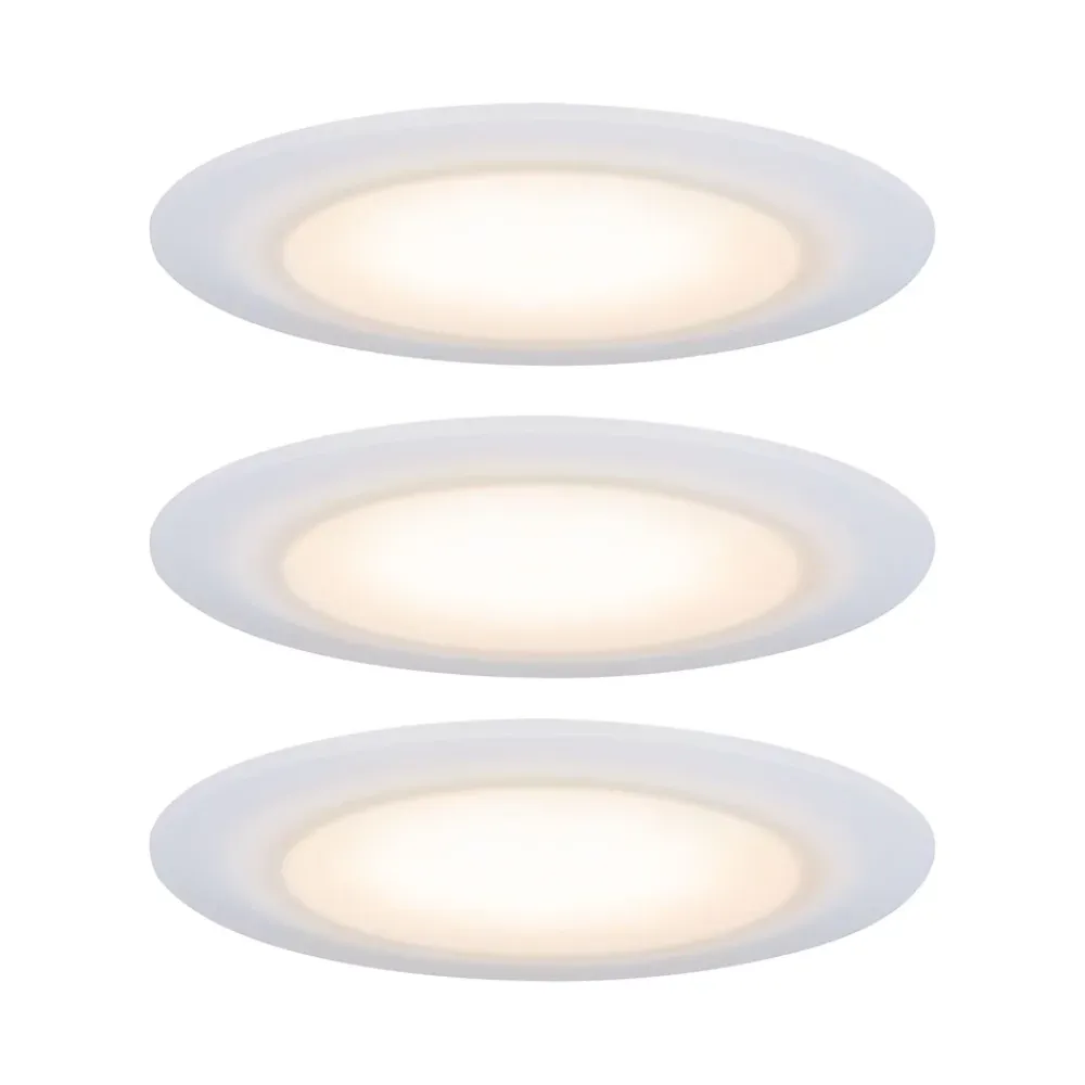 Best Paulmann Premium Spot encastré LED Dim to Warm Suon Kit de base IP44 rond 90mm 3x5W 3x450lm 230V gradable Dim to warm Satiné Blanc