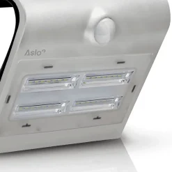 Aslo Projecteur Extérieur|Éclairage Solaire<Projecteur Led Mural Solaire 3.7V 2Ah GRIS 14 x 10.9 x 21.2 cm Détecteur de mouvements 3.2W 400 Lm