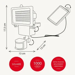 3M France Projecteur Extérieur<Projecteur solaire à détection de mouvements - 1000 lumens - Chromex
