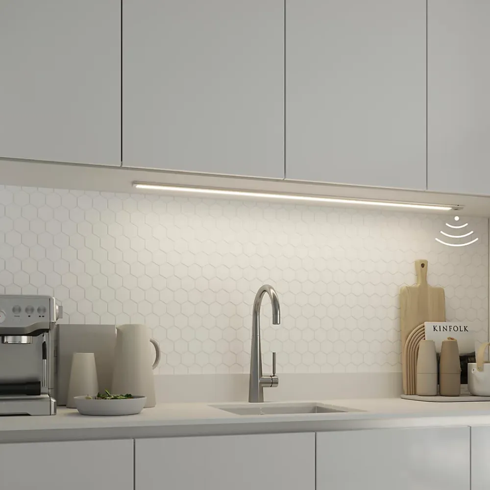 Best GoodHome Réglette sous meuble à détection Menezes LED intégrée blanc neutre IP20 1200lm 20W L.118,5xl.4,2xH.1cm chrome