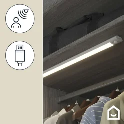 GoodHome Luminaire Pour Dressing<Réglette sous meuble Fiennes LED intégrée blanc neutre IP20 260lm 3.7W L.54xl.4,1xH.2cm blanc