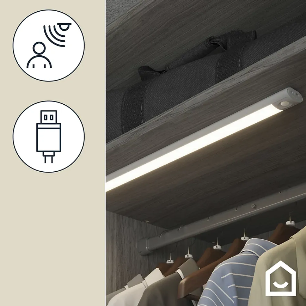 GoodHome Luminaire Pour Dressing<Réglette sous meuble Fiennes LED intégrée blanc neutre IP20 260lm 3.7W L.54xl.4,1xH.2cm blanc
