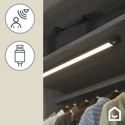 GoodHome Luminaire Pour Dressing<Réglette sous meuble Fiennes LED intégrée blanc neutre IP20 260lm 3.7W L.54xl.4,1xH.2cm noir