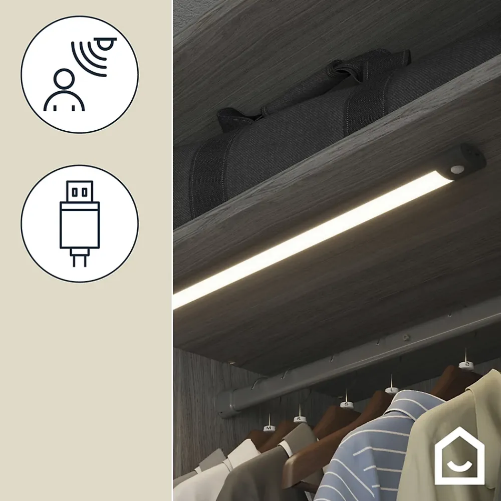 GoodHome Luminaire Pour Dressing<Réglette sous meuble Fiennes LED intégrée blanc neutre IP20 260lm 3.7W L.54xl.4,1xH.2cm noir