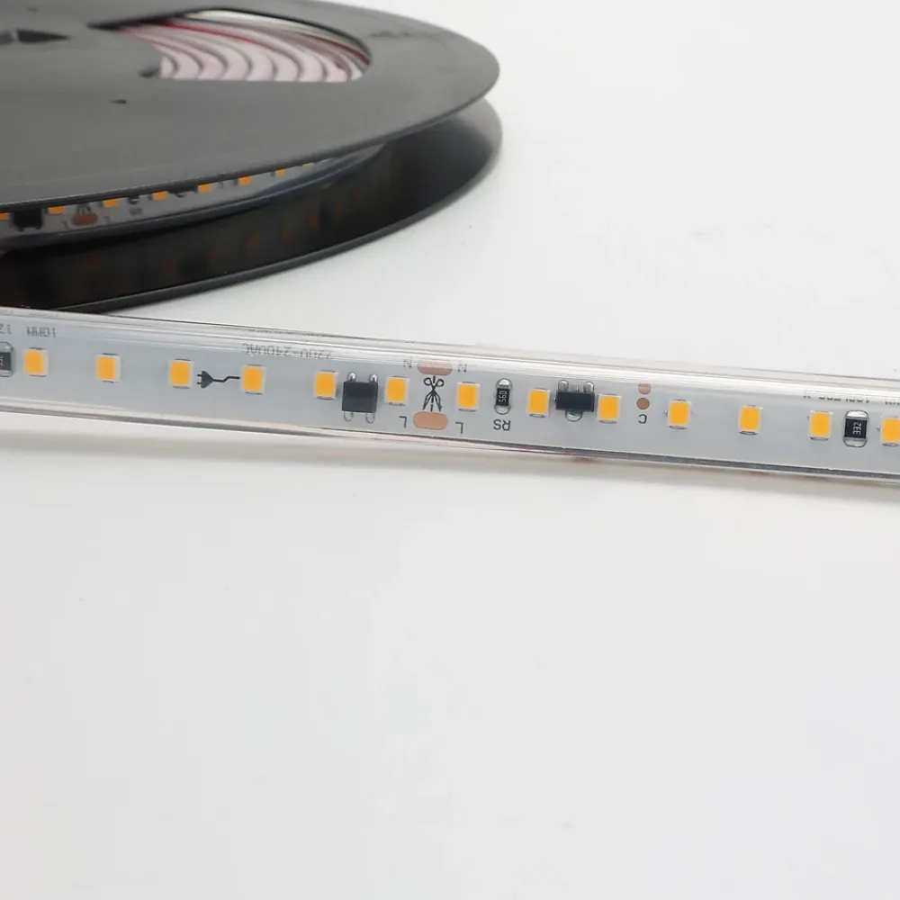 Alpinaluz Ruban Led Extérieur<Ruban LED 220V 75W 15Wm 12mm 120 LEDs SMD2835m Silicone IP67 Coupure tous les 10cm 5m 115lmW 6000K Lumière froide