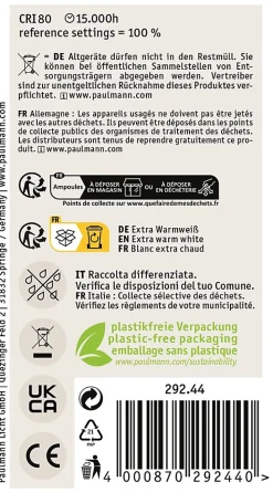 Paulmann Rustic Shine Standard 230 V Ampoule LED 300lm 4,5W 1800K gradable Doré