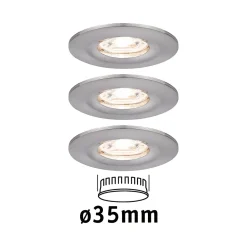 Best Paulmann Spot encastré LED Nova Mini Coin Kit de base fixe IP44 rond 65mm Coin 3x4W 3x310lm 230V 2700K Acier brossé