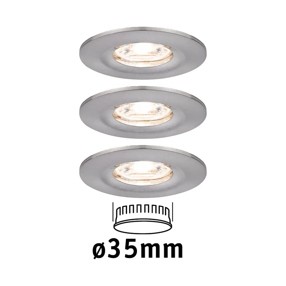 Best Paulmann Spot encastré LED Nova Mini Coin Kit de base fixe IP44 rond 65mm Coin 3x4W 3x310lm 230V 2700K Acier brossé