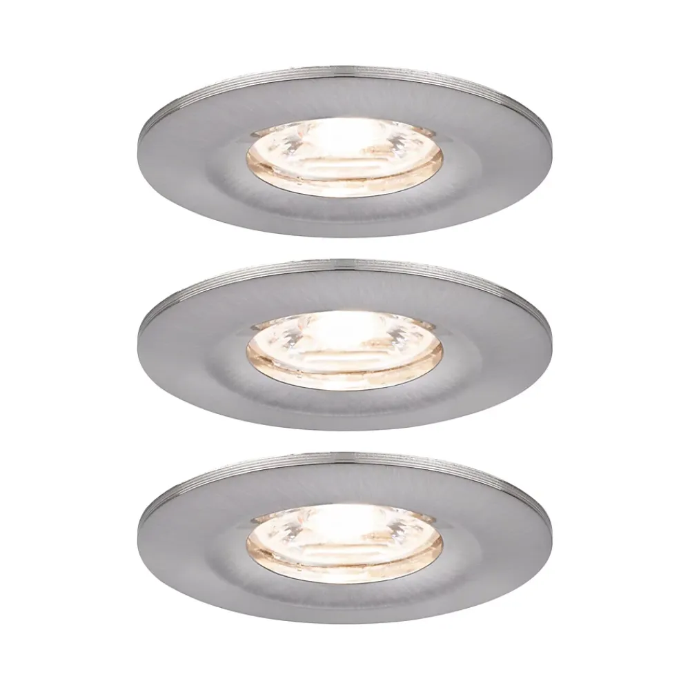 Best Paulmann Spot encastré LED Nova Mini Coin Kit de base fixe IP44 rond 65mm Coin 3x4W 3x310lm 230V 2700K Acier brossé