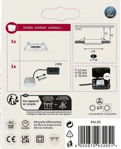 Best Paulmann Spot encastré LED 3-Step-Dim Nova Coin fixe IP44 rond 78mm Coin 6W 470lm 230V gradable 2700K Blanc dépoli