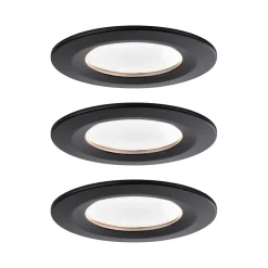 Paulmann Spot encastré LED 3-Step-Dim Nova Coin Kit de base fixe IP44 rond 78mm Coin 3x6W 3x470lm 230V gradable 2700K Noir mat