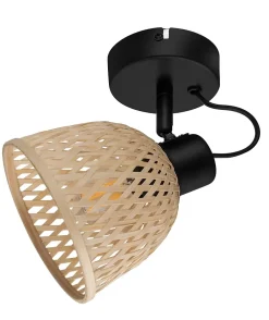 Outlet GoodHome Spot intérieur noir et aspect fibre naturelle E14 220 - 240 V Calume