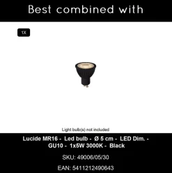 Best Lucide Spot mural TIMBALA en aluminium avec 1xGU10 - Noir -