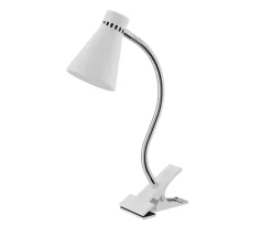 GoodHome Spot<Spot pince LED Intégrée 550lm 5W blanc chaud Edson blanc l.10 x H.33 cm