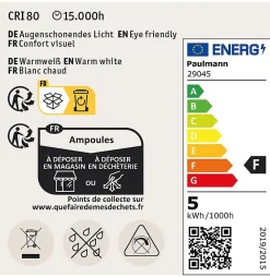 Paulmann Ampoule G9<Standard 230 V Culot à ergots LED G9 Kit de 3 3x470lm 3x4,6W 2700K Clair