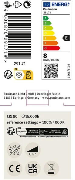 Clearance Paulmann Standard 230 V Réflecteur LED GU10 750lm 8W 4000K gradable Blanc dépoli