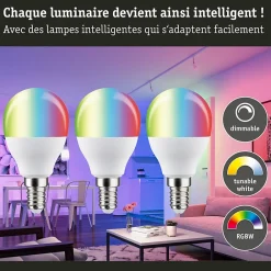 Best Paulmann Standard 230 V Smart Home Zigbee 3.0 Sphérique LED E14 3x470lm 3x5W RGBW+ gradable Dépoli