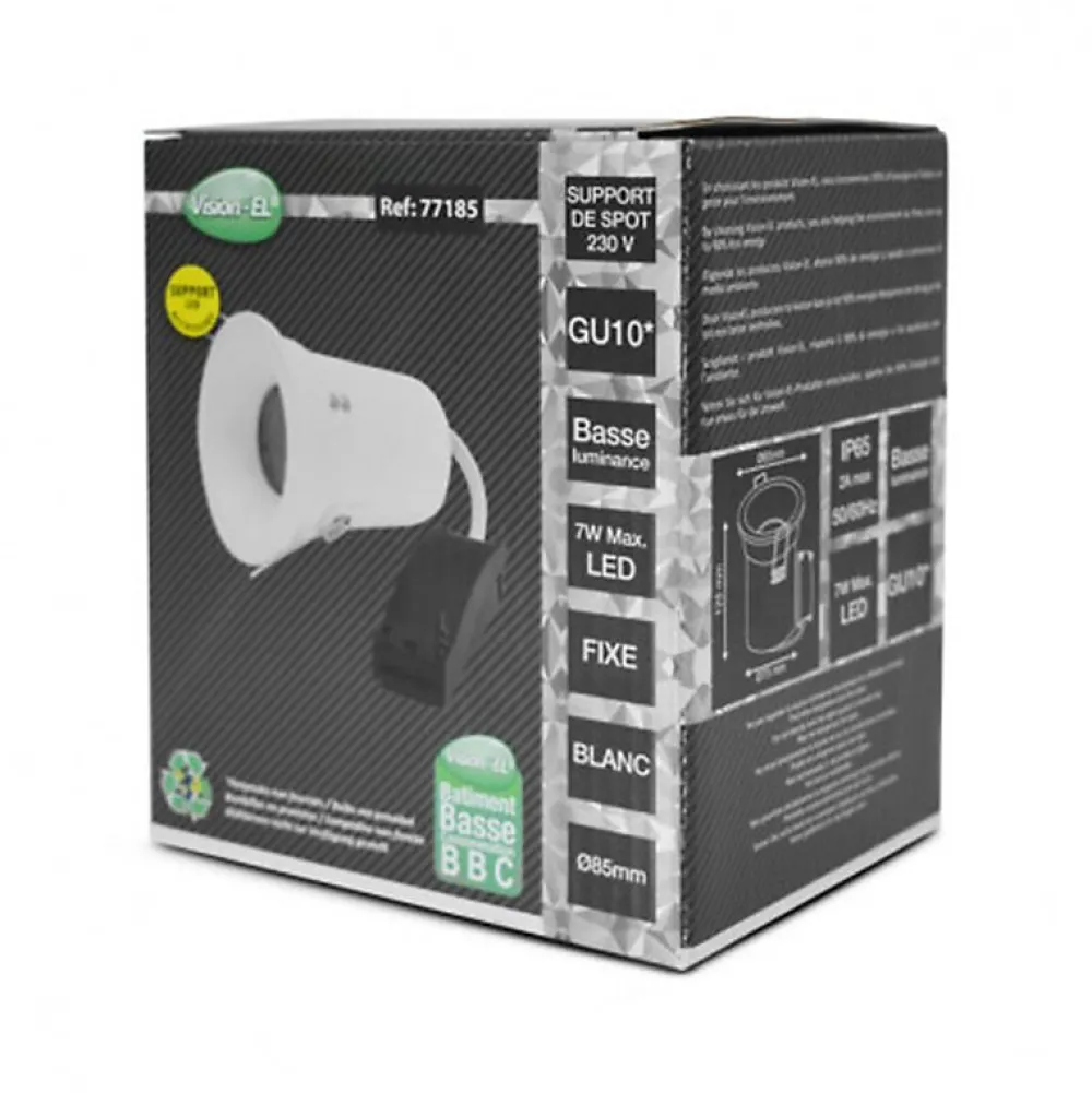 Best Miidex Lighting Support Plafond avec Douille GU10 Recouvrable Etanche IP65 90mm - perçage 75mm
