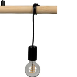 Best GoodHome Suspension 3 lampes noir et effet bois E27 28W L.77 x 110 cm Hornero