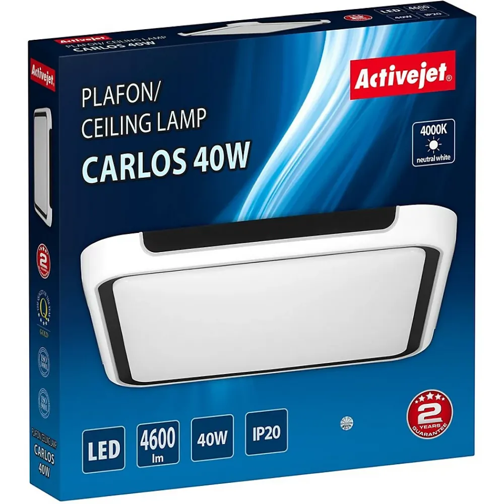 Activejet Panneau Led<Suspension AJE-CARLOS Blanc Noir (51 x 51 x 8,5 cm)