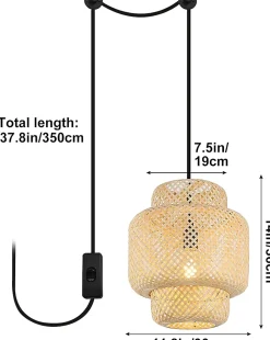 Alpinaluz Suspension Et Lustre<Suspension artisanale en osier naturel D28 cm
