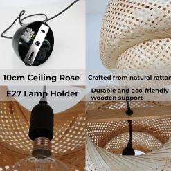 Alpinaluz Suspension Et Lustre<Suspension artisanale en osier naturel D28 cm