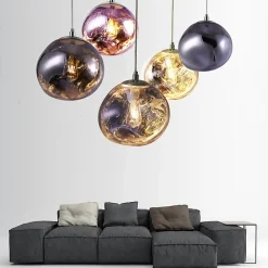 Alpinaluz Suspension Pour Salon|Suspension Pour Chambre<Suspension design moderne avec abat-jour en verre métallisé violet irrégulier, douille E27 Melti D280mm