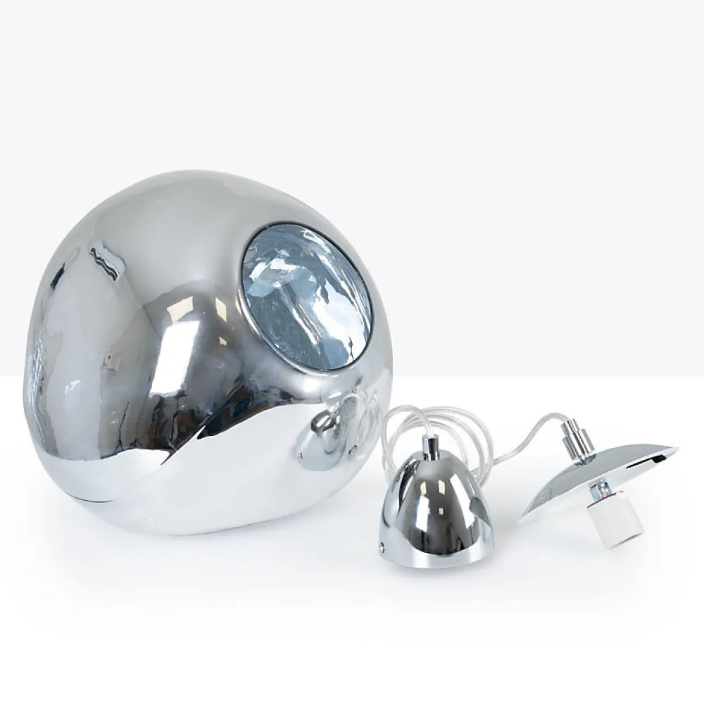 Alpinaluz Suspension Et Lustre<Suspension Design Moderne avec Grand Abat-jour en Verre Métallisé Chromé Irrégulier Douille E27 Melti D360mm