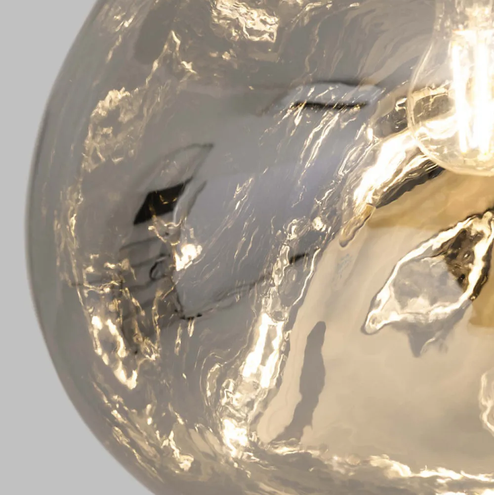 Alpinaluz Suspension Et Lustre<Suspension Design Moderne avec Grand Abat-jour en Verre Métallisé Chromé Irrégulier Douille E27 Melti D360mm
