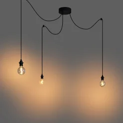 Clearance Qazqa Suspension d'extérieur noire 3 lumières IP44 - Cava