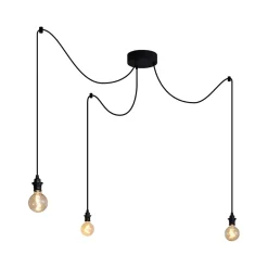 Clearance Qazqa Suspension d'extérieur noire 3 lumières IP44 - Cava