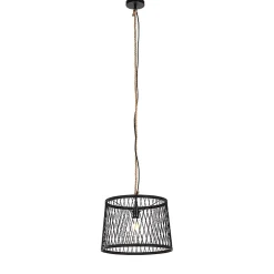 Clearance Qazqa Suspension d'extérieur rustique en rotin noir 40 cm - Calamus