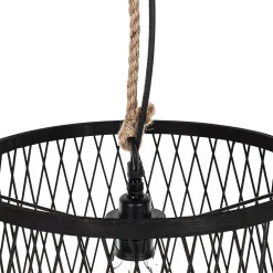 Clearance Qazqa Suspension d'extérieur rustique en rotin noir 40 cm - Calamus
