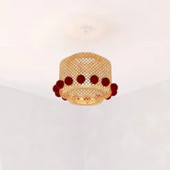 Atmosphera Créateur D'Intérieur Suspension Pour Salle À Manger|Suspension Pour Chambre<Suspension en bambou diam 28cm avec pompons