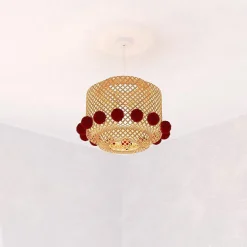 Atmosphera Créateur D'Intérieur Suspension Pour Salon|Suspension Et Lustre<Suspension enfant Liby bambou pompons rouges D28cm - Atmosphera
