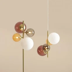 Aldex Suspension Et Lustre<Suspension laiton brossé et verre coloré Bloom 4 Colour -