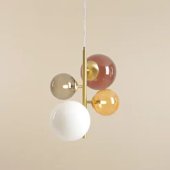 Aldex Suspension Et Lustre<Suspension laiton brossé et verre coloré Bloom 4 Colour -