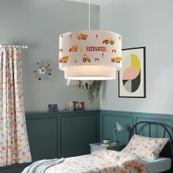Sale Lux.Pro Suspension Lurgan pour enfant motif d'engins de chantier blanc
